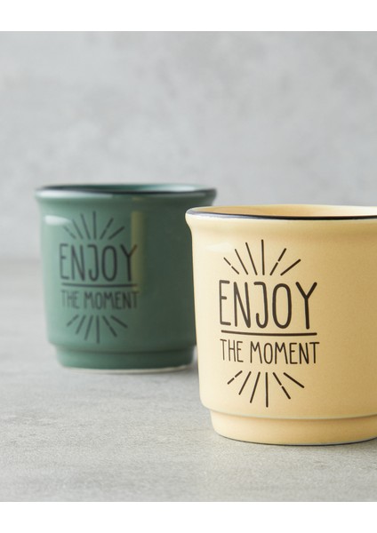 Enjoy The Moment Bone Porselen 2’li Espresso Fincan 90 ml Yeşil-Sarı modelleri