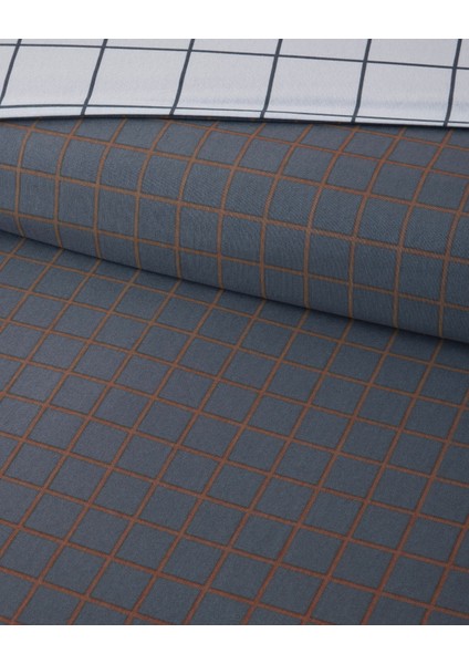 Checkmate Kolay Ütülenir Çift Kişilik Nevresim Seti 200X220 cm Lacivert- Terracotta modelleri