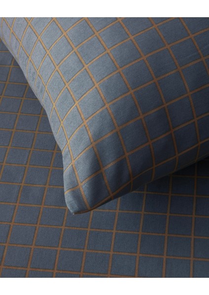Checkmate Kolay Ütülenir Çift Kişilik Nevresim Seti 200X220 cm Lacivert- Terracotta fırsatları
