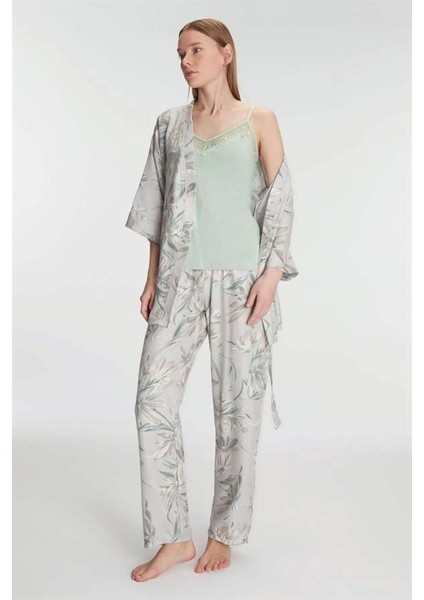 Sabahlık Atlet ve Pantolon Takım Pamuklu Pijama Set