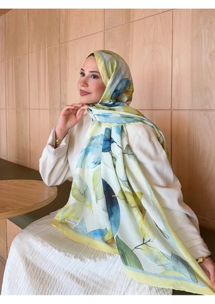 Desenli Bambu Kraş Şal Yaprak Desen-Sarı Renkli modelleri