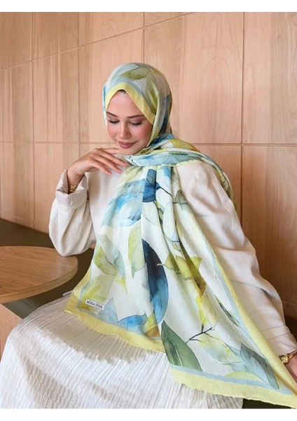Desenli Bambu Kraş Şal Yaprak Desen-Sarı Renkli fırsatları
