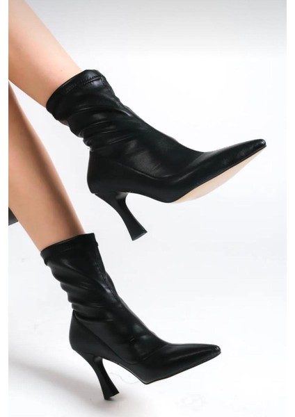 Kadın Kısa Ince Topuklu Rahat Streç Deri Bot (6cm) indirimleri