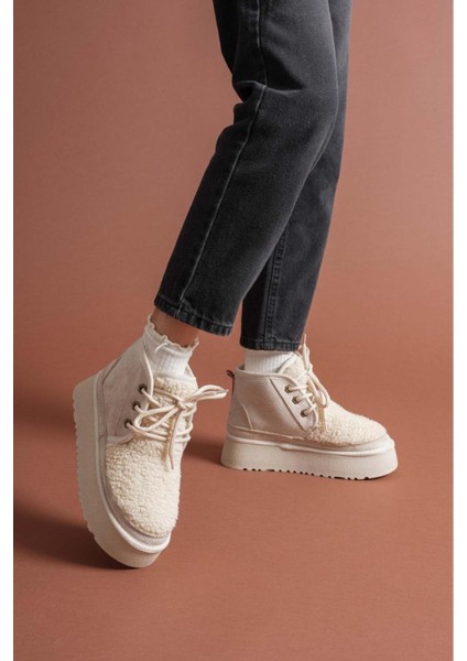 Içi Dışı Kürklü Kalın Taban Dana Süet Ortapedik Kadın Bot