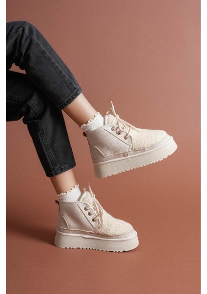 Içi Dışı Kürklü Kalın Taban Dana Süet Ortapedik Kadın Bot modelleri