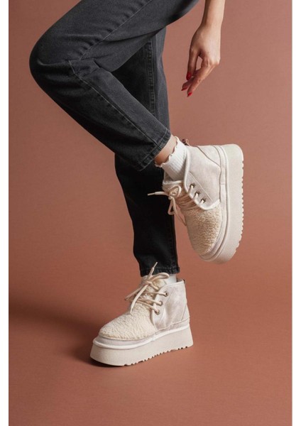 Içi Dışı Kürklü Kalın Taban Dana Süet Ortapedik Kadın Bot fırsatları