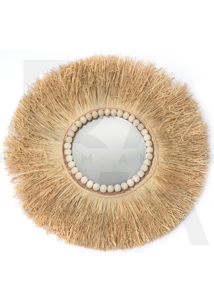 Yuvarlak Boncuklu Rafya Ayna