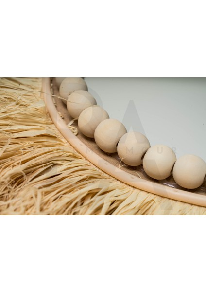 Yuvarlak Boncuklu Rafya Ayna modelleri