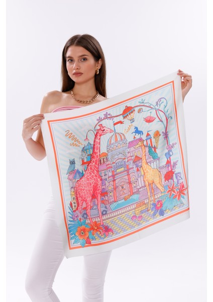 Masal Şatosu Model Fular Bandana Şal Estascarf 70X70 cm