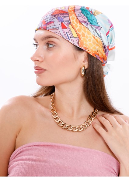 Masal Şatosu Model Fular Bandana Şal Estascarf 70X70 cm fırsatları