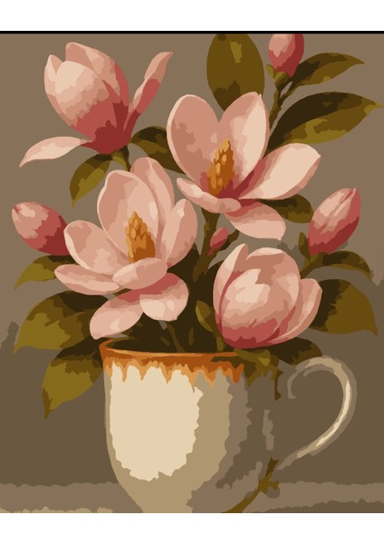 Sayılarla Boyama Seti 40X50 cm (Çıtalı) Fırça Boya Dahil Numaralı Tuval Fincan Pembe Lale fiyatları