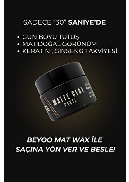 Matte Clay Paste – Erkekler Için Mat Bitişli Orta Tutuşlu Saç Şekillendirici Wax 50 ml