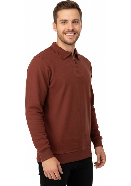 Erkek Kışlık Kazak Pamuklu Dokuma Yarım Fermuarlı Polo Yaka Uzun Kollu Düz Renk Rahat Kesim modelleri