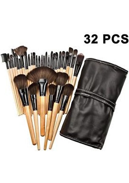 Profesyonel Makyaj Fırçası Seti 32 Adet Siyah Renk Günlük ve Gece Kullanım İçin fırsatları