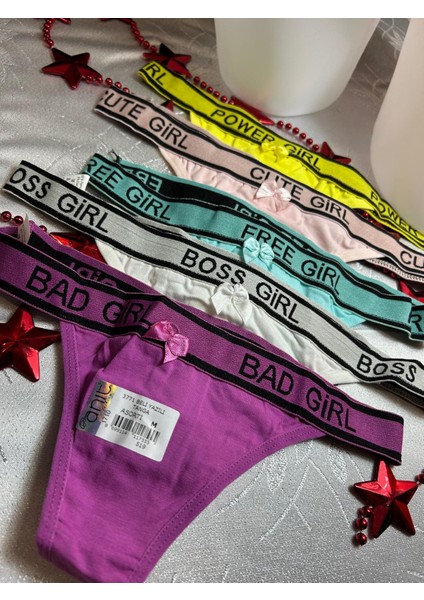 Pamuklu Modern Yazılı String Kadın Tanga 5 Adet modelleri