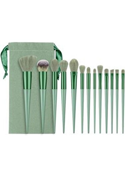 13'lü Makyaj Fırça Seti Özel Keseli Yeşil Renk Profesyonel Kullanım İçin fiyatları