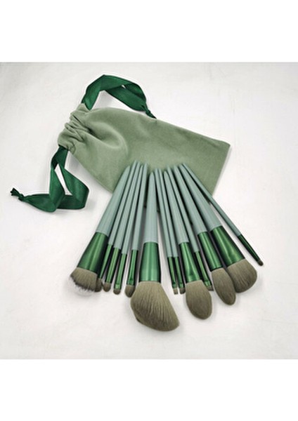 13'lü Makyaj Fırça Seti Özel Keseli Yeşil Renk Profesyonel Kullanım İçin modelleri