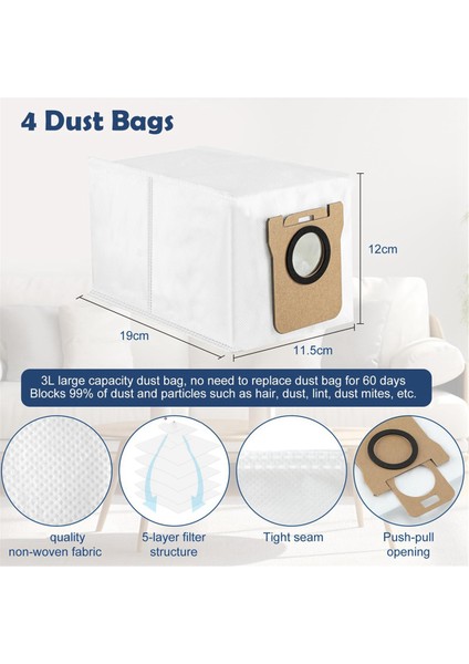 Dream L10S Ultra /L10 Ultra Robot Vakum Süpürücü Ana Yan Fırça Hepa Filtreleri Paspas Pedleri Toz Çanta (Yurt Dışından) modelleri