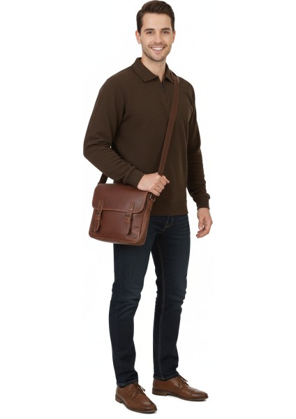 Erkek Kışlık Kazak Pamuklu Dokuma Yarım Fermuarlı Polo Yaka Uzun Kollu Düz Renk Rahat Kesim Tam Kalıp