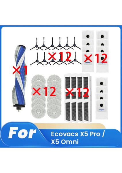 Ecovacs Için 49 Pcs X5 Pro / X5 Omni Süpürme Robot Aksesuarları Temizleyici Parçalar Değiştirme Ana Yan Fırça Mop Filtre Seti (Yurt Dışından)