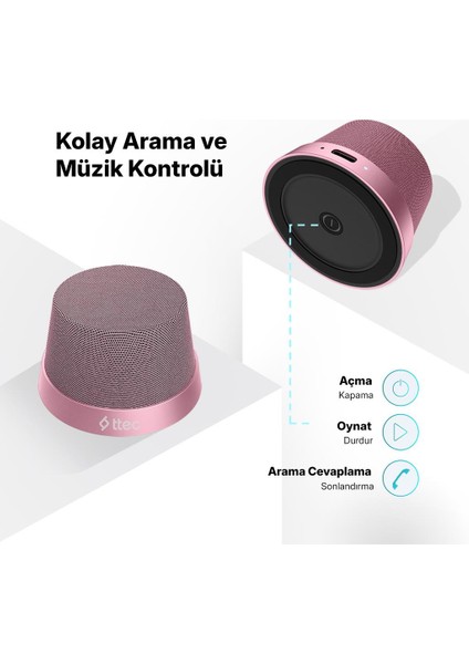 Vox Mini M Magsafe Uyumlu 2’si 1 Arada Kablosuz Bluetooth Hoparlör Pembe