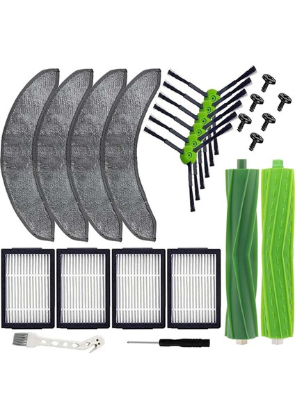 Irobot Roomba Için Combo J7+ J9+ Robot Vakum Kiti Yedek Parça Aksesuarları Ana Yan Fırça Hepa Filtre Mop Kumaş Pedleri (Yurt Dışından)
