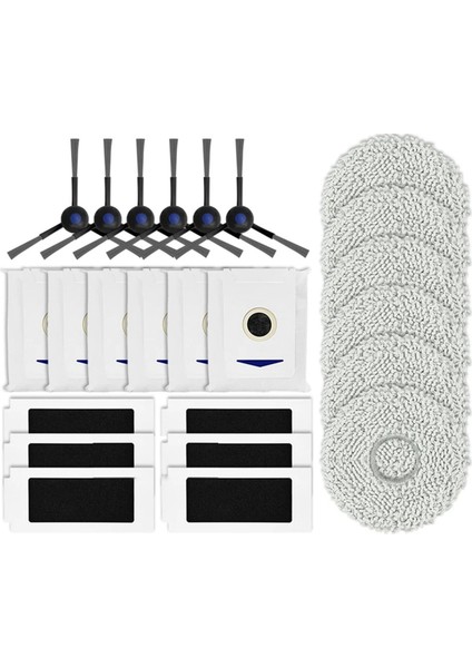 Ecovacs Için T30 Pro Omni Robot Yedek Fırçası Hepa Filtre Mop Pad Toz Torbası Yedek Parça Aksesuarları, 24 Pccs (Yurt Dışından)