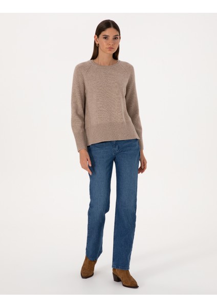 Kadın Vizon Comfort Fit Yün Karışımlı Kazak 50316659-VR052 fırsatları