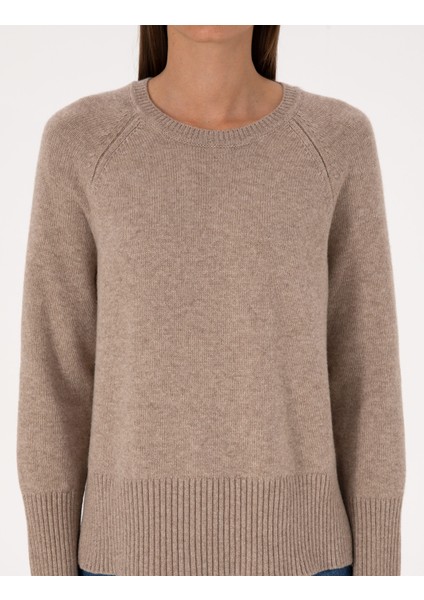 Kadın Vizon Comfort Fit Yün Karışımlı Kazak 50316659-VR052