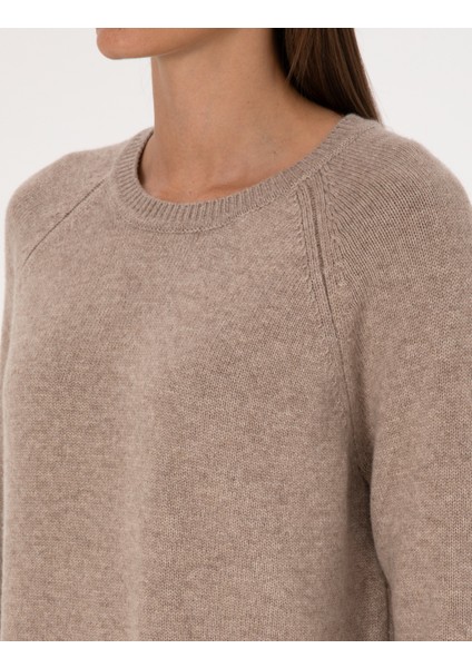 Kadın Vizon Comfort Fit Yün Karışımlı Kazak 50316659-VR052