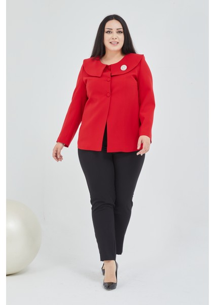 Atelier Kadın Büyük Beden Şal Yaka Broşlu Ceket modelleri