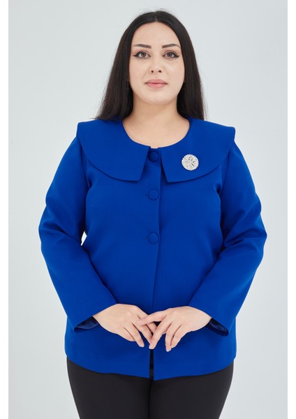 Atelier Kadın Büyük Beden Şal Yaka Broşlu Ceket