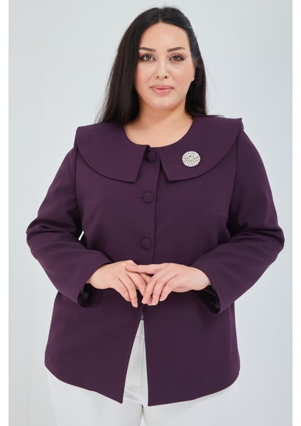 Atelier Kadın Büyük Beden Şal Yaka Broşlu Ceket