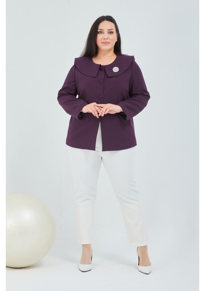 Atelier Kadın Büyük Beden Şal Yaka Broşlu Ceket modelleri