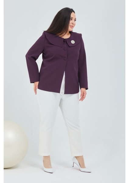 Atelier Kadın Büyük Beden Şal Yaka Broşlu Ceket