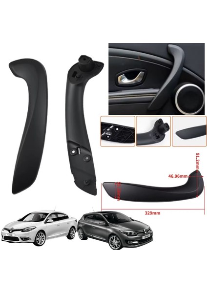Fluence Megane 3 Kapı Kapı Iç Kol Tutamağı Sol Siyah Alt ve Üst Parça Sol 2009 - 2016