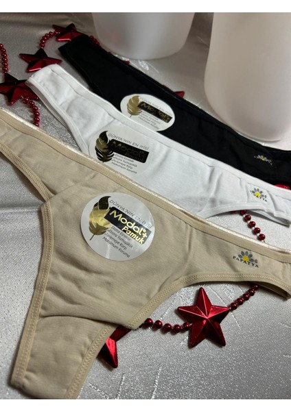 Düz Model 3 Renkli 6'lı Kadın Tanga Külot modelleri