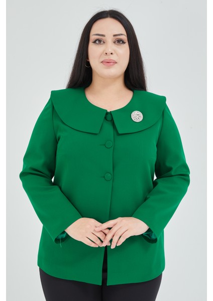 Atelier Kadın Büyük Beden Şal Yaka Broşlu Ceket