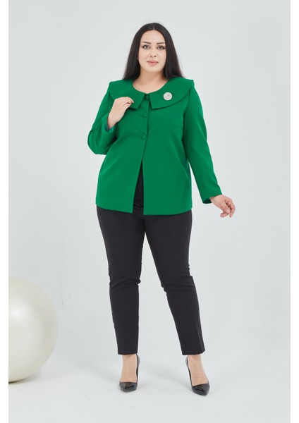 Atelier Kadın Büyük Beden Şal Yaka Broşlu Ceket modelleri