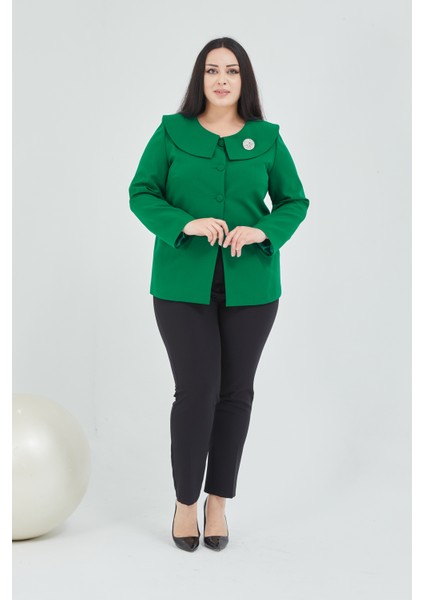 Atelier Kadın Büyük Beden Şal Yaka Broşlu Ceket