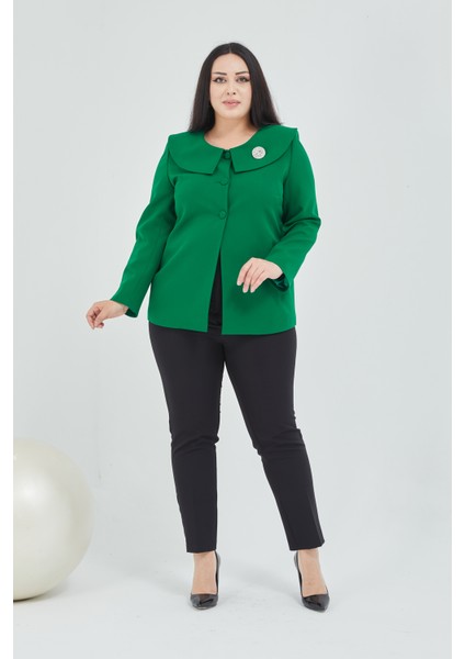 Atelier Kadın Büyük Beden Şal Yaka Broşlu Ceket