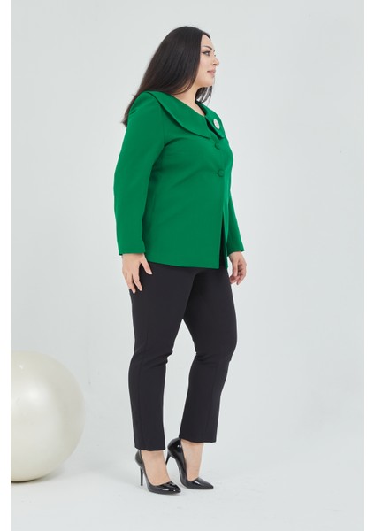 Atelier Kadın Büyük Beden Şal Yaka Broşlu Ceket