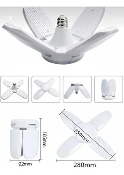 1ADET Pervane LED Ampül 50-60W 6000LM Süper Güçlü E27 Lamba Beyaz Işık 4 1