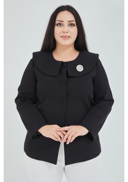Atelier Kadın Büyük Beden Şal Yaka Broşlu Ceket