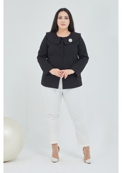 Atelier Kadın Büyük Beden Şal Yaka Broşlu Ceket modelleri