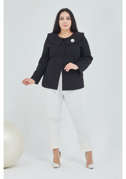 Atelier Kadın Büyük Beden Şal Yaka Broşlu Ceket