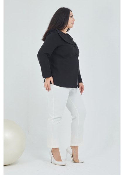 Atelier Kadın Büyük Beden Şal Yaka Broşlu Ceket