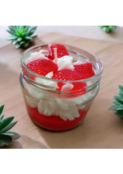 Kavanoz Kremalı Çilek Mum modelleri