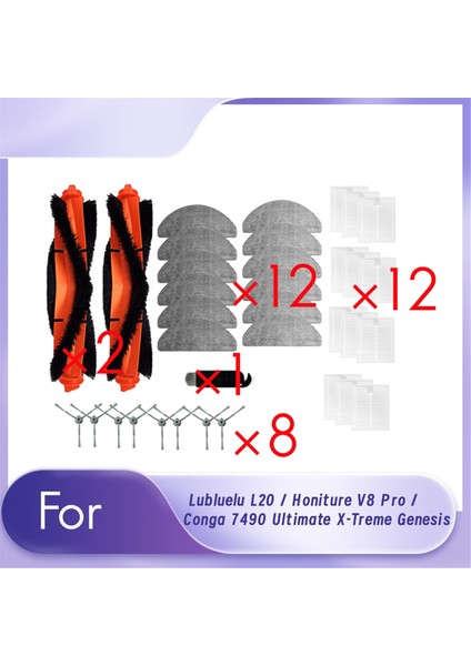 Lubuelu L20 Için 35PCS / Honiture V8 Pro / Conga 7490 Ultimate X-Treme Genesis Süpüren Robot Temizlik Parçaları Değiştirme (Yurt Dışından)
