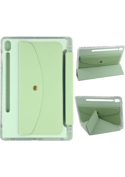 Samsung Galaxy Tab S9 / S9 Fe Origami Stand Cüzdan Pu Deri Kılıf Kalem Yuvası ile (Yurt Dışından)